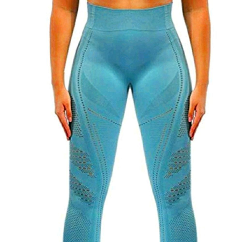 New! Beautiful Blue High Waist Seamless Leggings